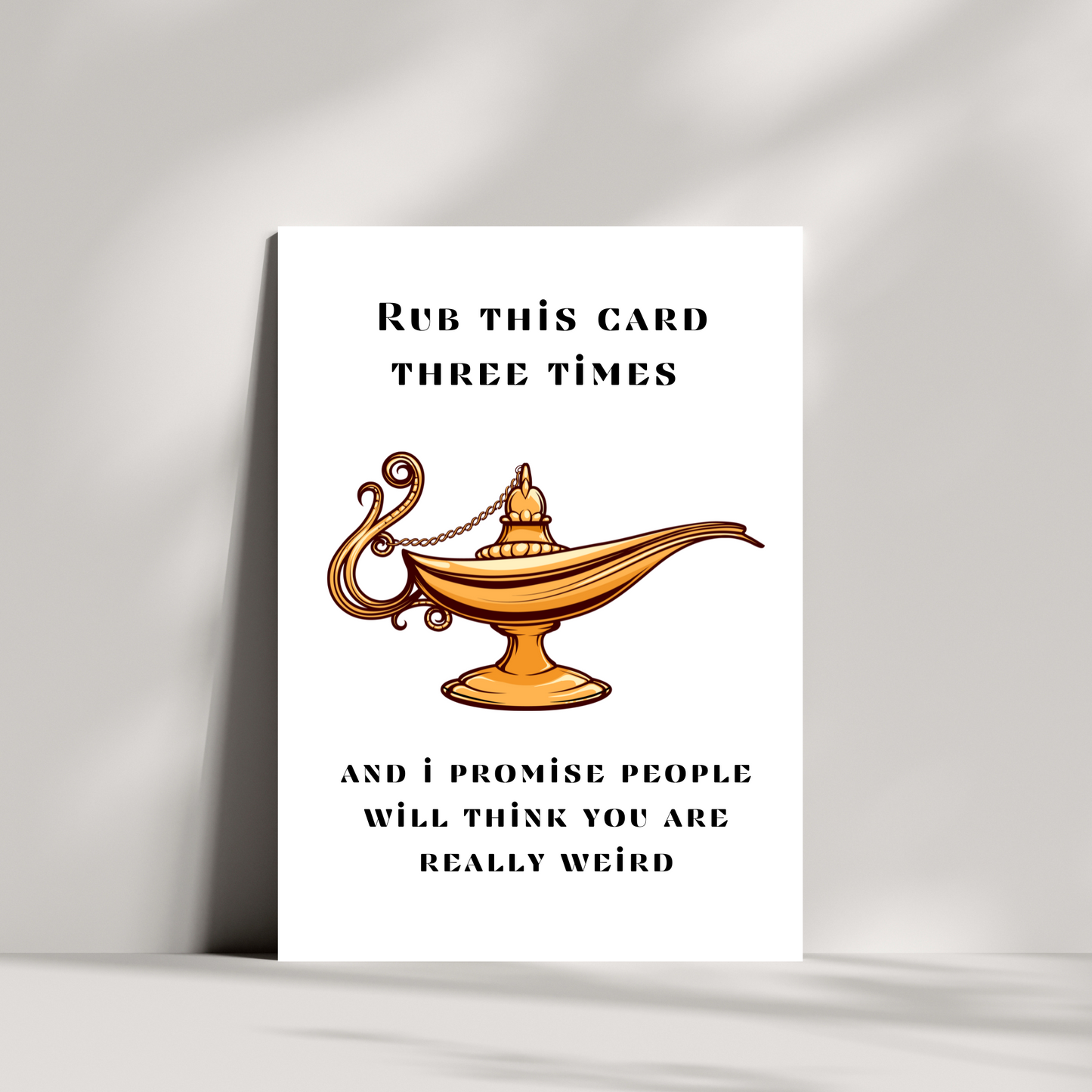 Rub this card three times birthday card