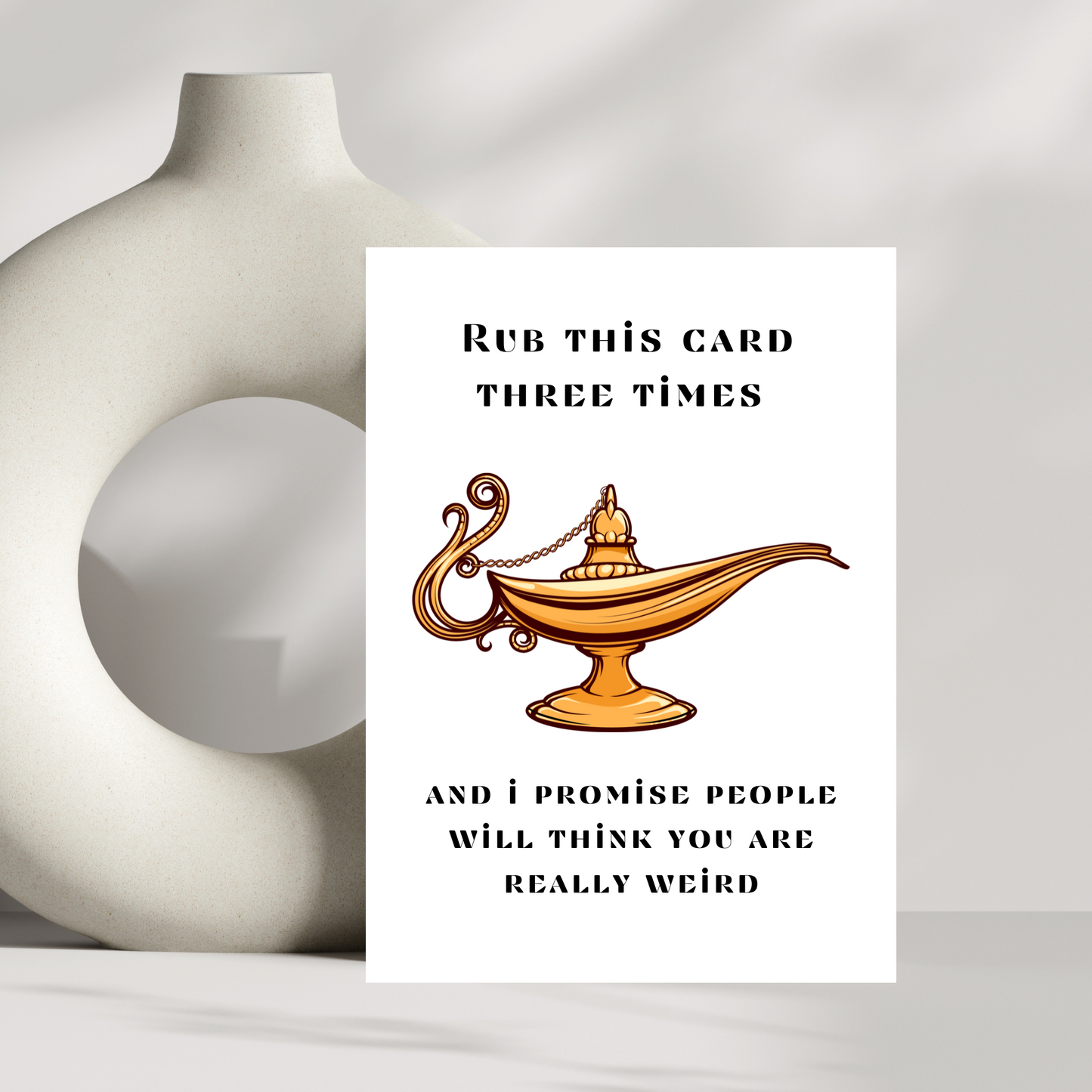 Rub this card three times birthday card