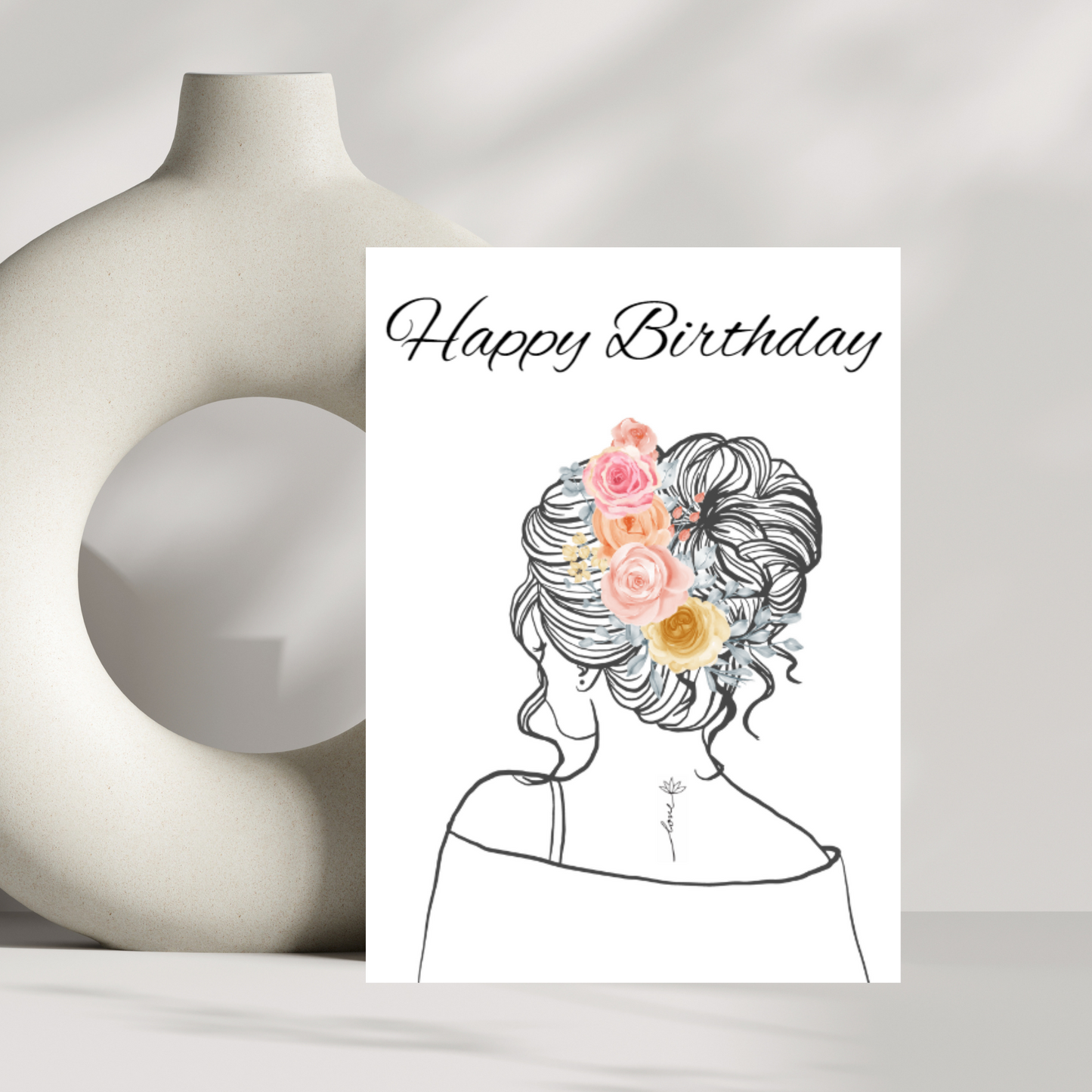 Elegant Lady with tattoo birthday card