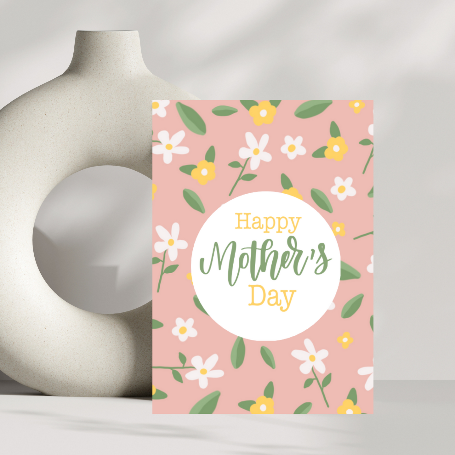 Happy mothers day - pink floral pattern - Mothers day card