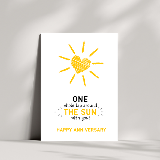 One whole lap around the sun with you anniversary card