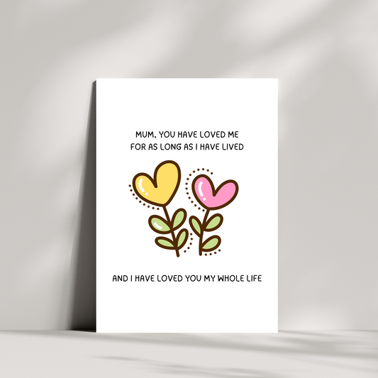 Mum you have loved me for as long as I have lived