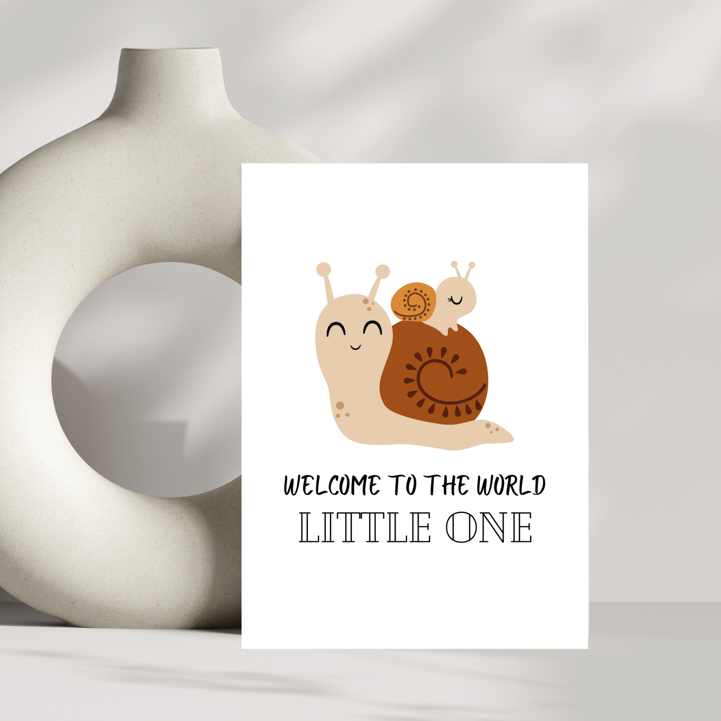 Snail welcome to the world little one card new baby card