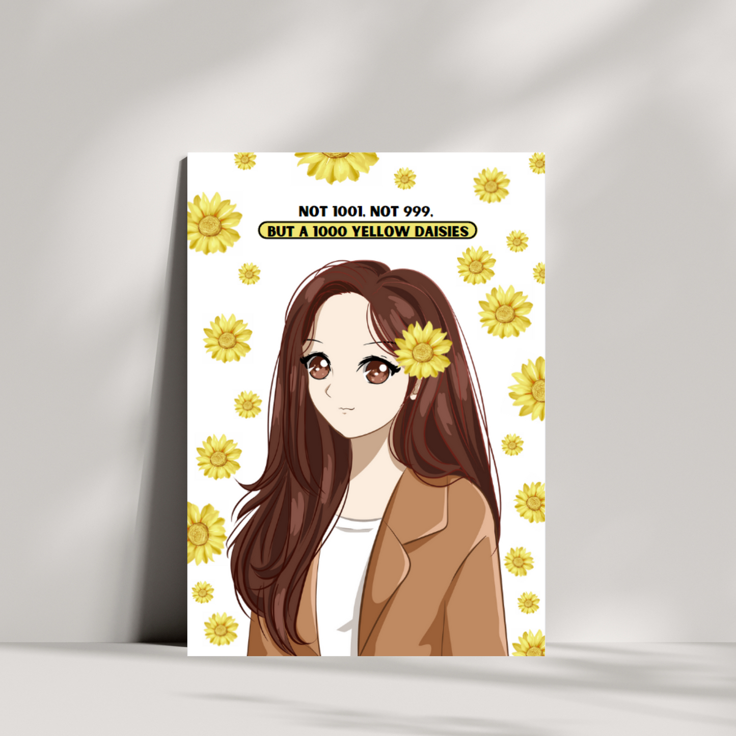 Not 1001, Not 999 but a 1000 yellow daisies valentines day card