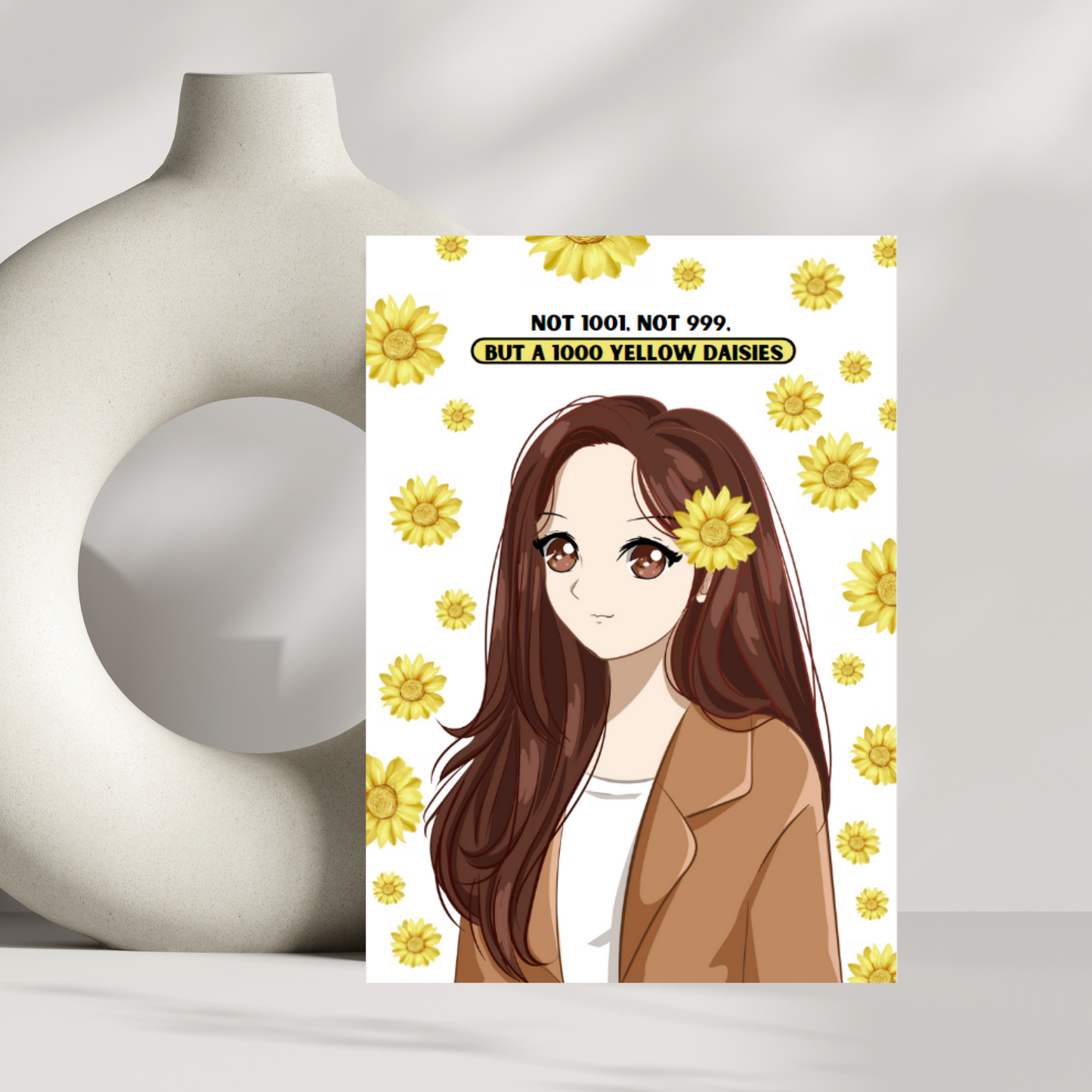 Not 1001, Not 999 but a 1000 yellow daisies valentines day card