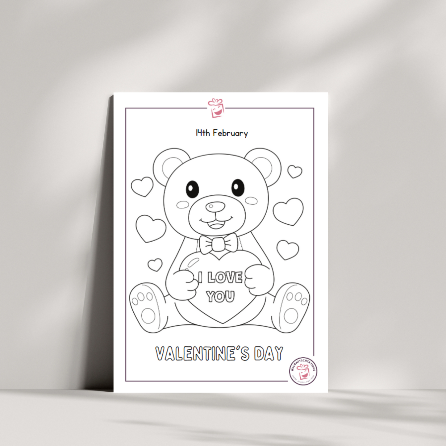Valentines day colouring in sheet