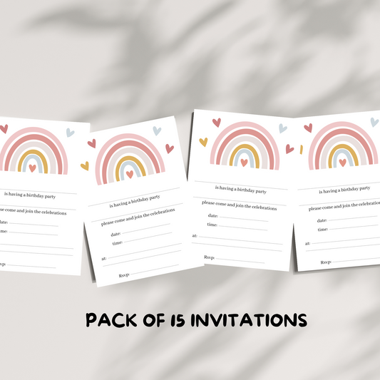 Kids rainbow party invitations