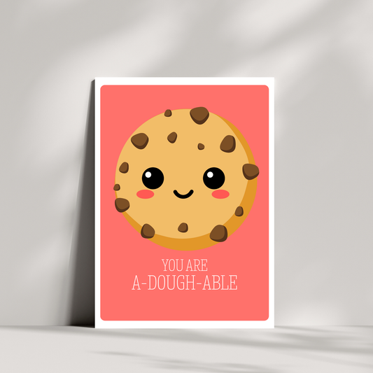 You Are A-Dough-Able – Cute Cookie Pun Card for Birthdays, Thank Yous, or Just Because