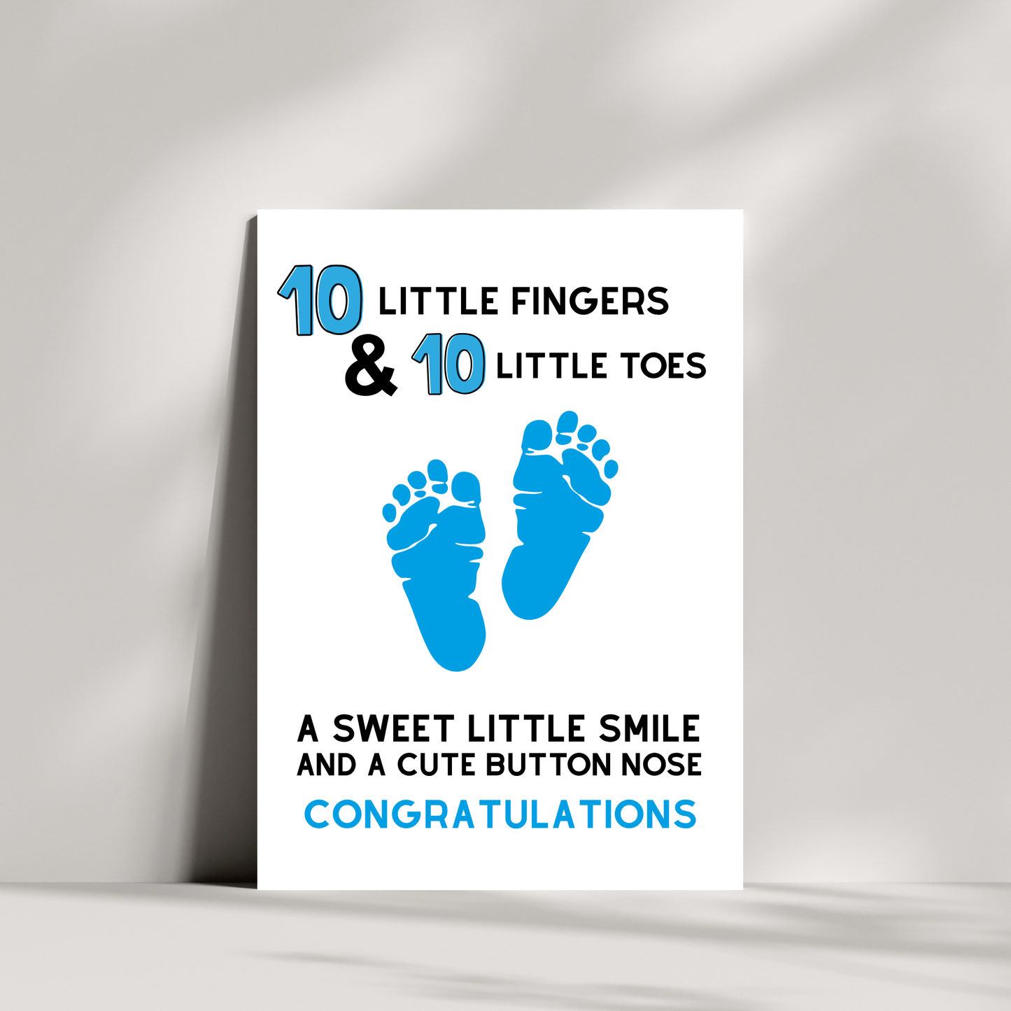 Newborn Baby Card – 10 Little Fingers & 10 Little Toes Congratulations