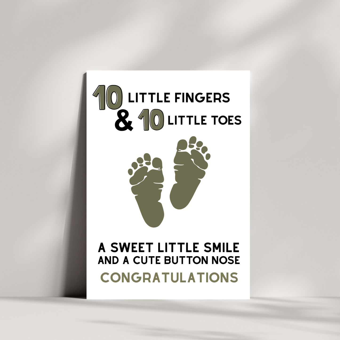 Newborn Baby Card – 10 Little Fingers & 10 Little Toes Congratulations