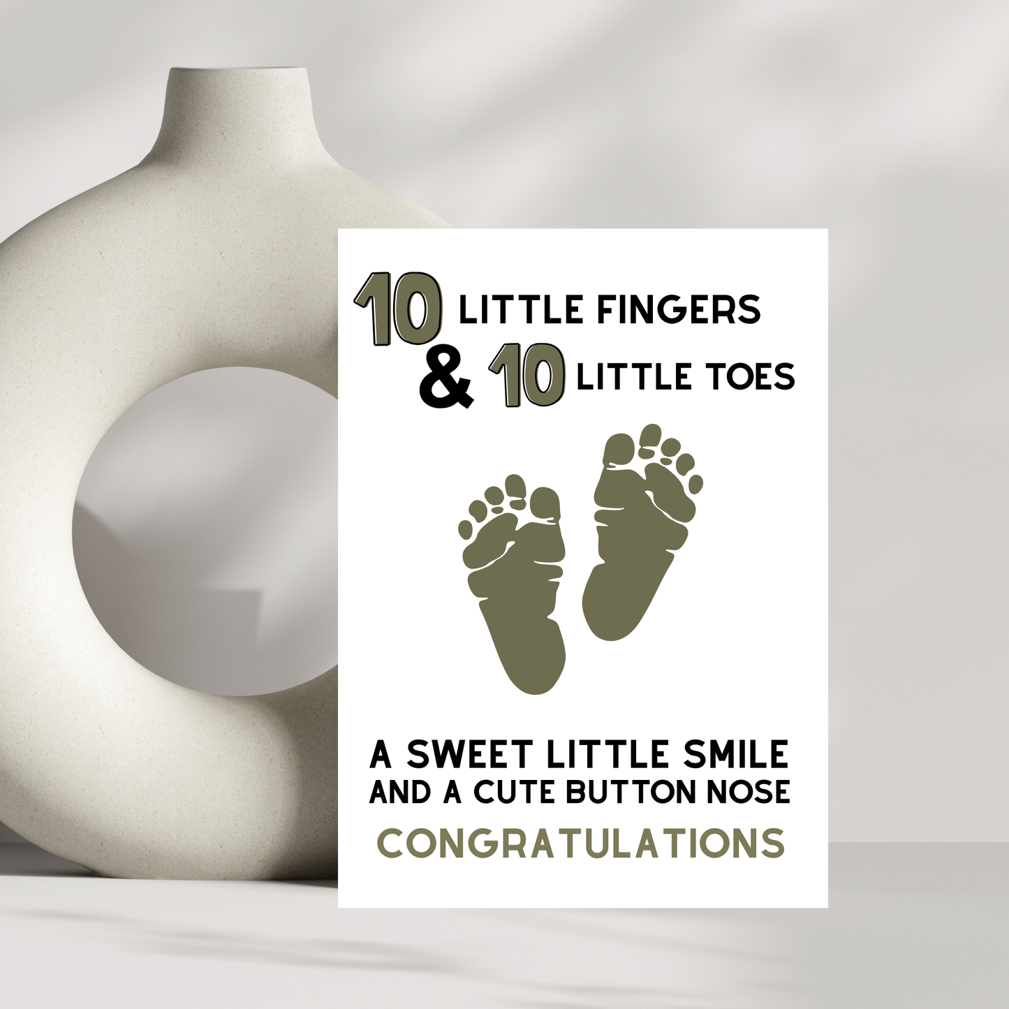 Newborn Baby Card – 10 Little Fingers & 10 Little Toes Congratulations