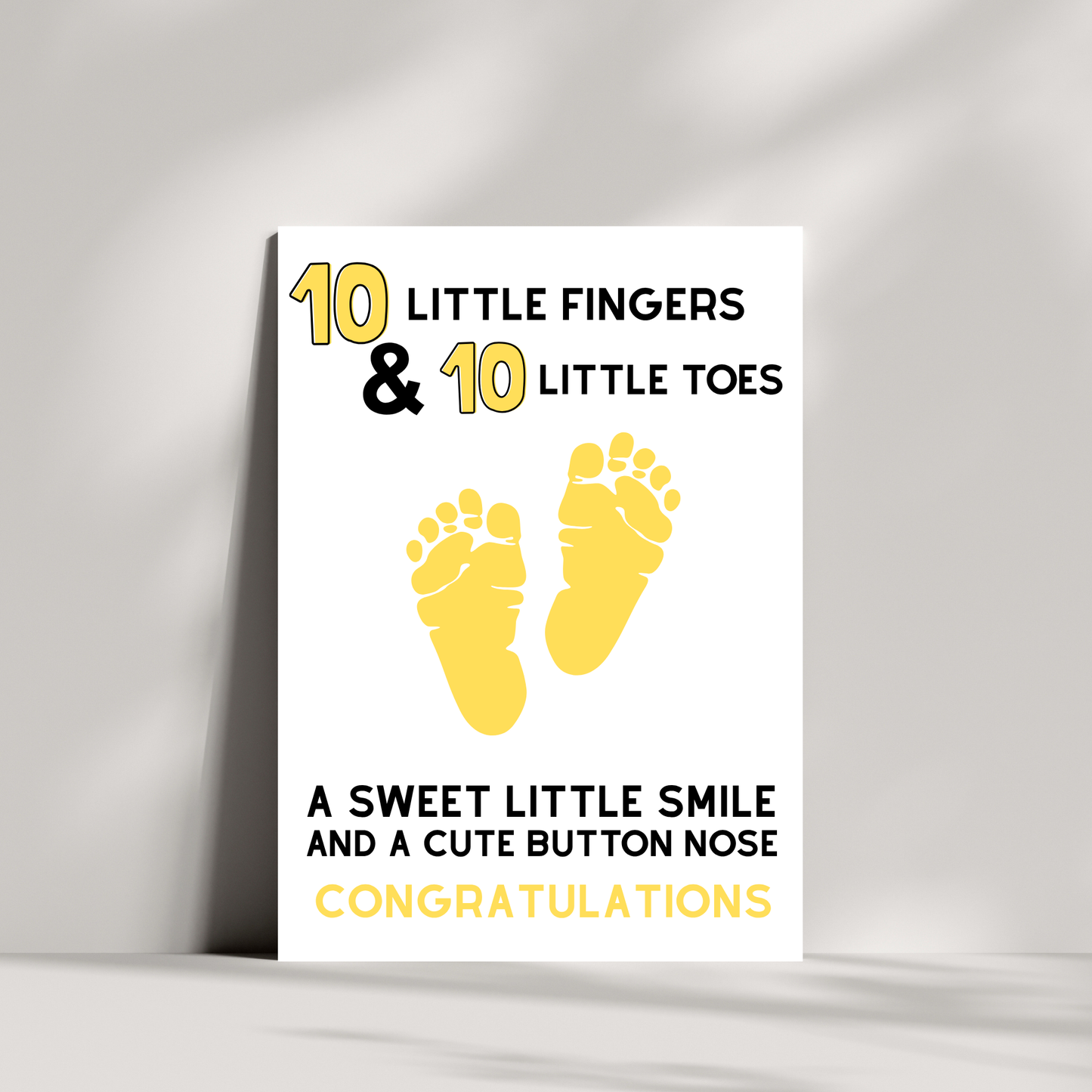 Newborn Baby Card – 10 Little Fingers & 10 Little Toes Congratulations