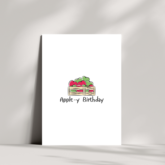 Apple-y Birthday Card – Cute Apple Basket Illustration – Birthday Card for Apple Lovers & Cider Enthusiasts