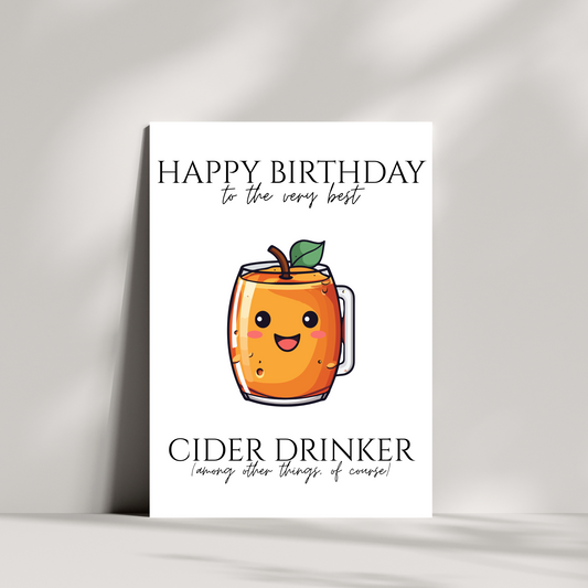 Funny Cider Drinker Birthday Card – For Him or Her – Apple Cider Lover Gift – Cute Pun Card