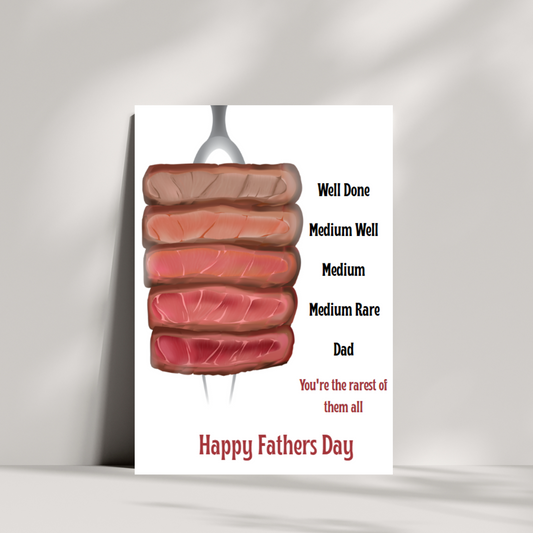 Funny Father’s Day Card – “You’re the Rarest of Them All” – Steak & BBQ-Themed Dad Card