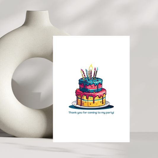 Thank you for coming to my party - bright cake