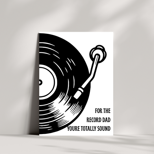 Father’s Day Card – “For the Record Dad” – Music Themed Card for Cool Dads