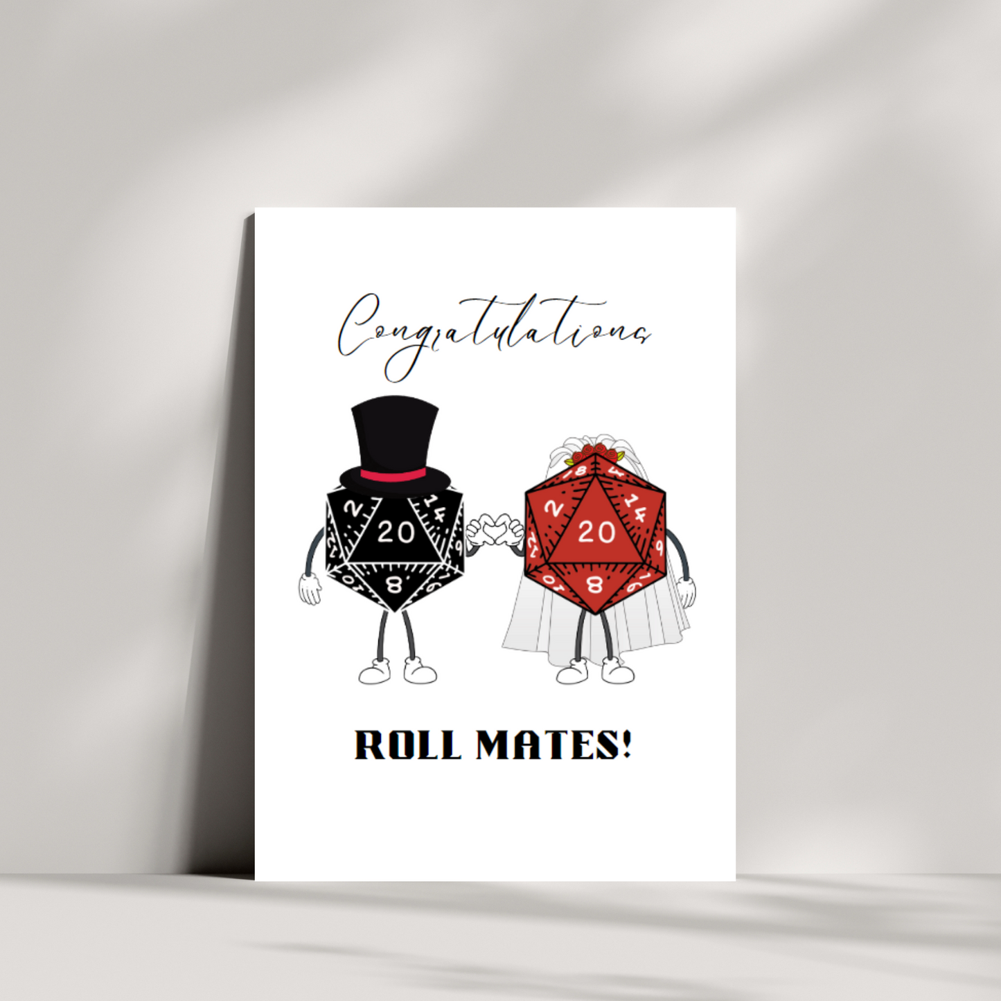 Congratulations roll mates wedding card - options for Mr & Mrs, Mr & Mr, or Mrs & Mrs