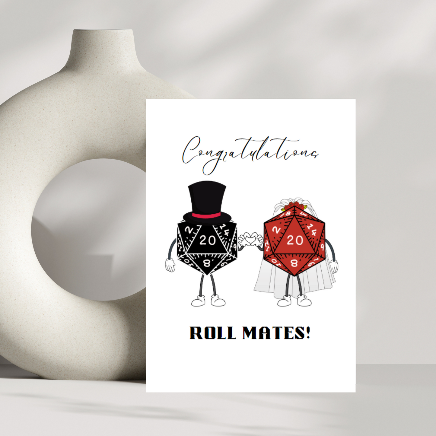 Congratulations roll mates wedding card - options for Mr & Mrs, Mr & Mr, or Mrs & Mrs