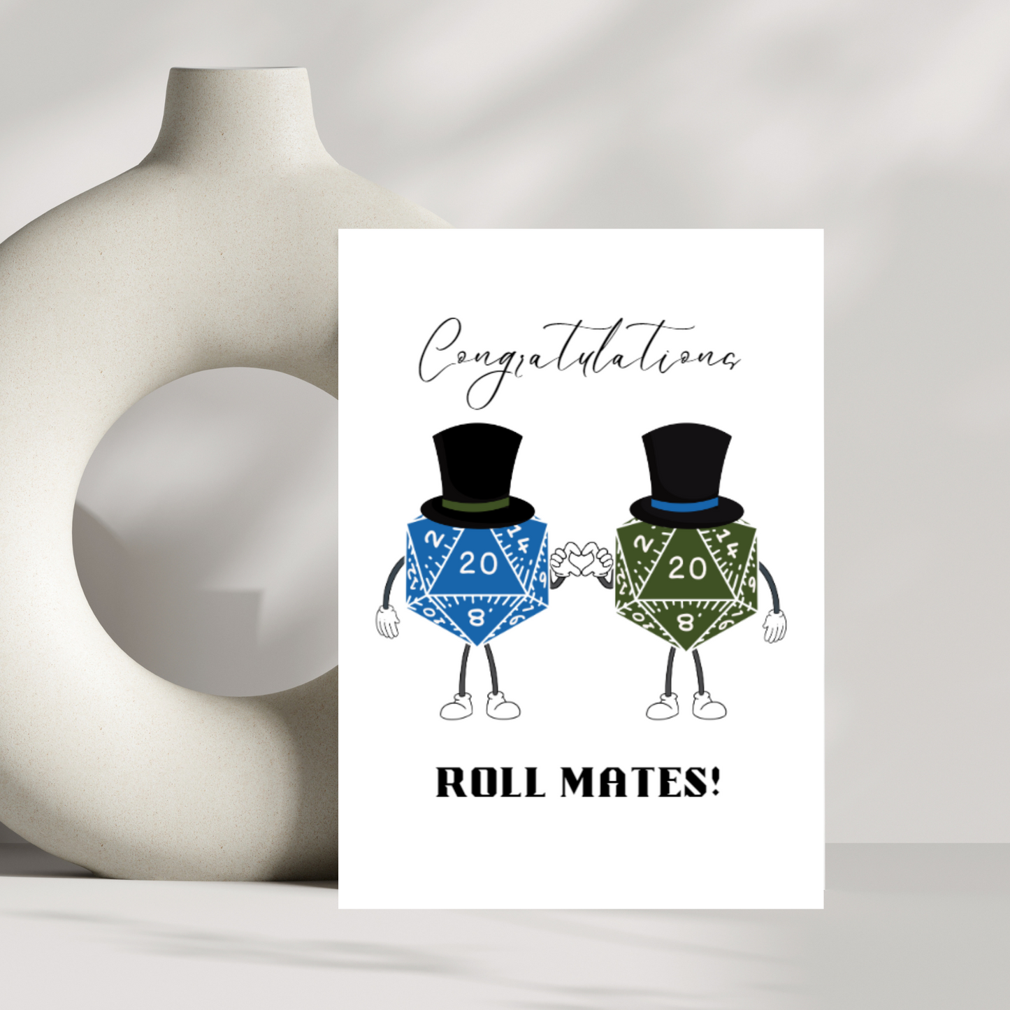 Congratulations roll mates wedding card - options for Mr & Mrs, Mr & Mr, or Mrs & Mrs