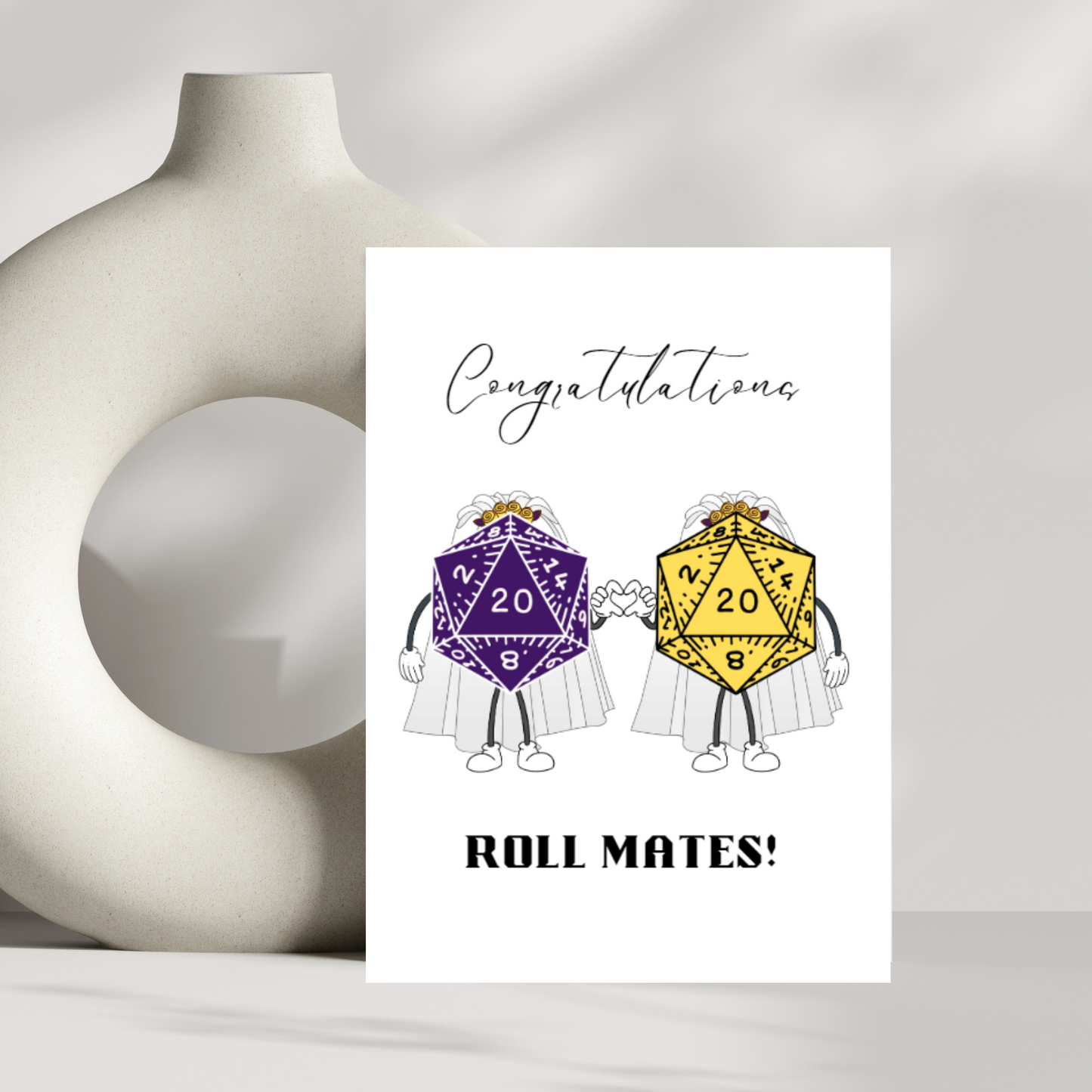 Congratulations roll mates wedding card - options for Mr & Mrs, Mr & Mr, or Mrs & Mrs