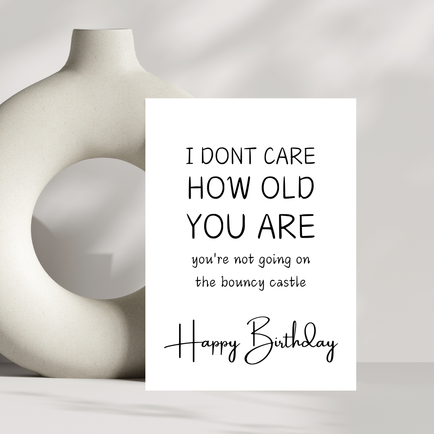 No bouncy castle birthday card