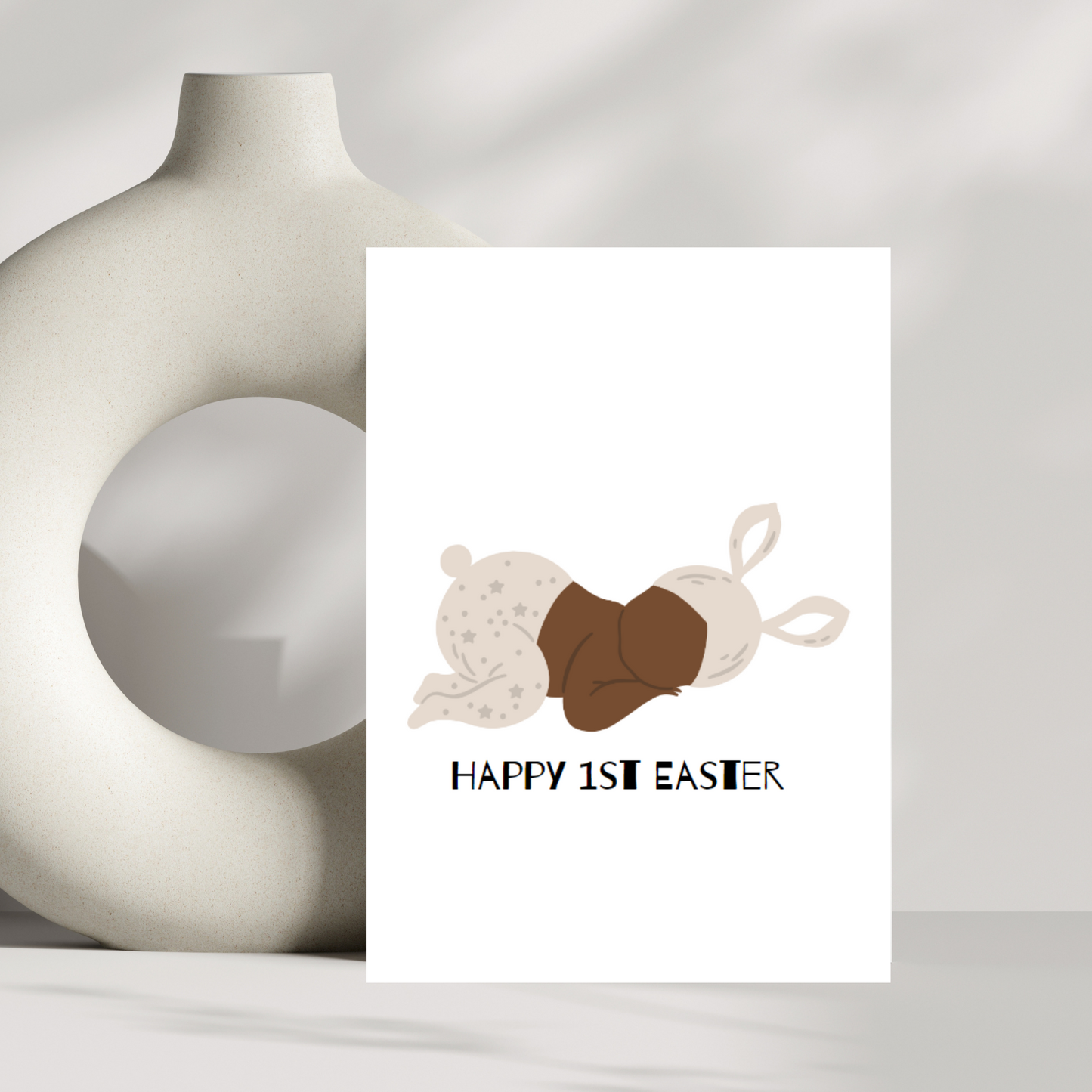 Happy 1st Easter Card - First Easter greetings card - various skin colours available