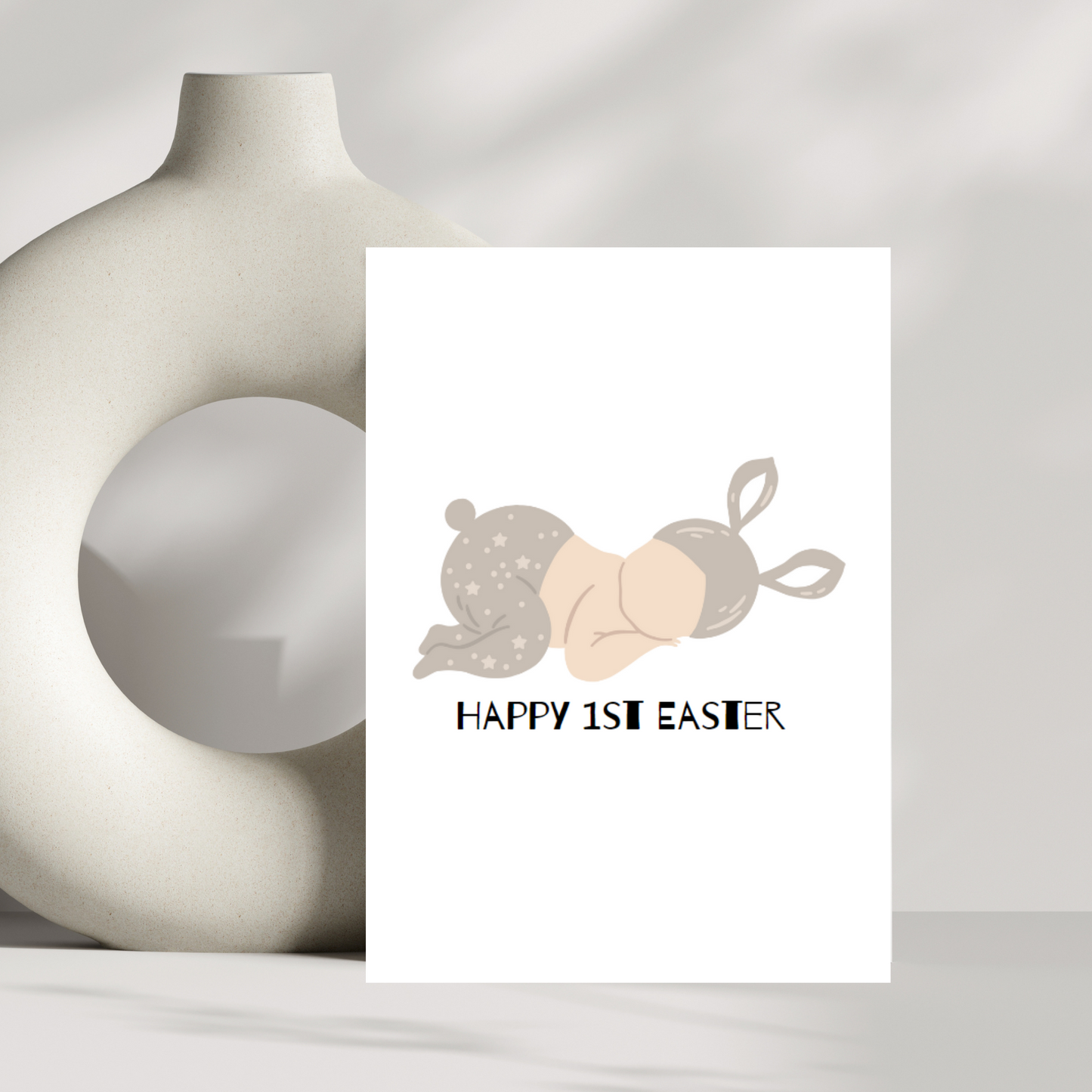 Happy 1st Easter Card - First Easter greetings card - various skin colours available
