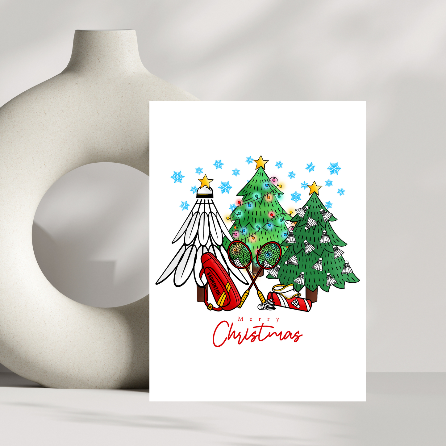 Badminton Christmas tree Christmas card