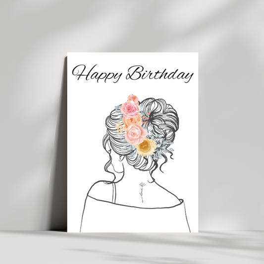 Elegant Lady with tattoo birthday card