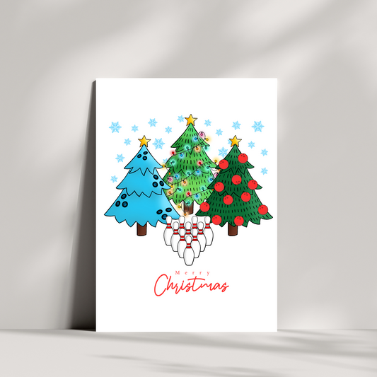 Bowling Christmas tree Christmas card