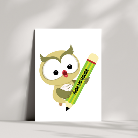 Smart owl thank you teacher card