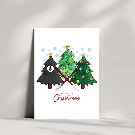 Snooker Christmas tree Christmas card
