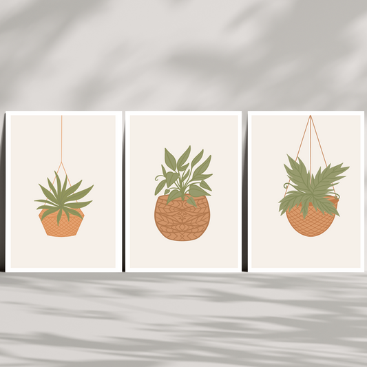 Set of 3 minimalistic plant art prints