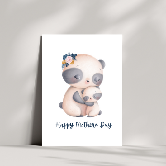 Mummy Panda cuddles Mothers day card