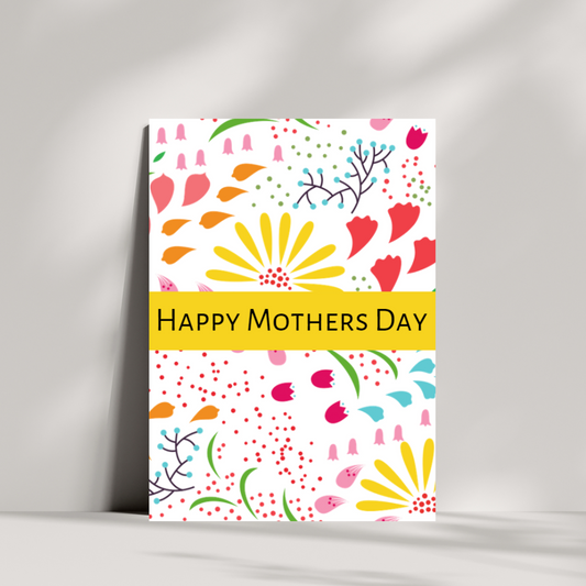 Happy mothers day - floral yellow pattern - Mothers day card