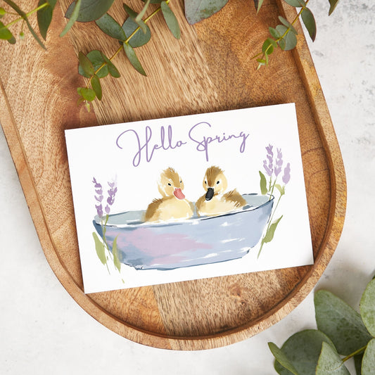 Hello Baby Duck Bath Card