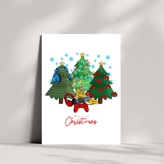 Gamer Christmas tree Christmas card