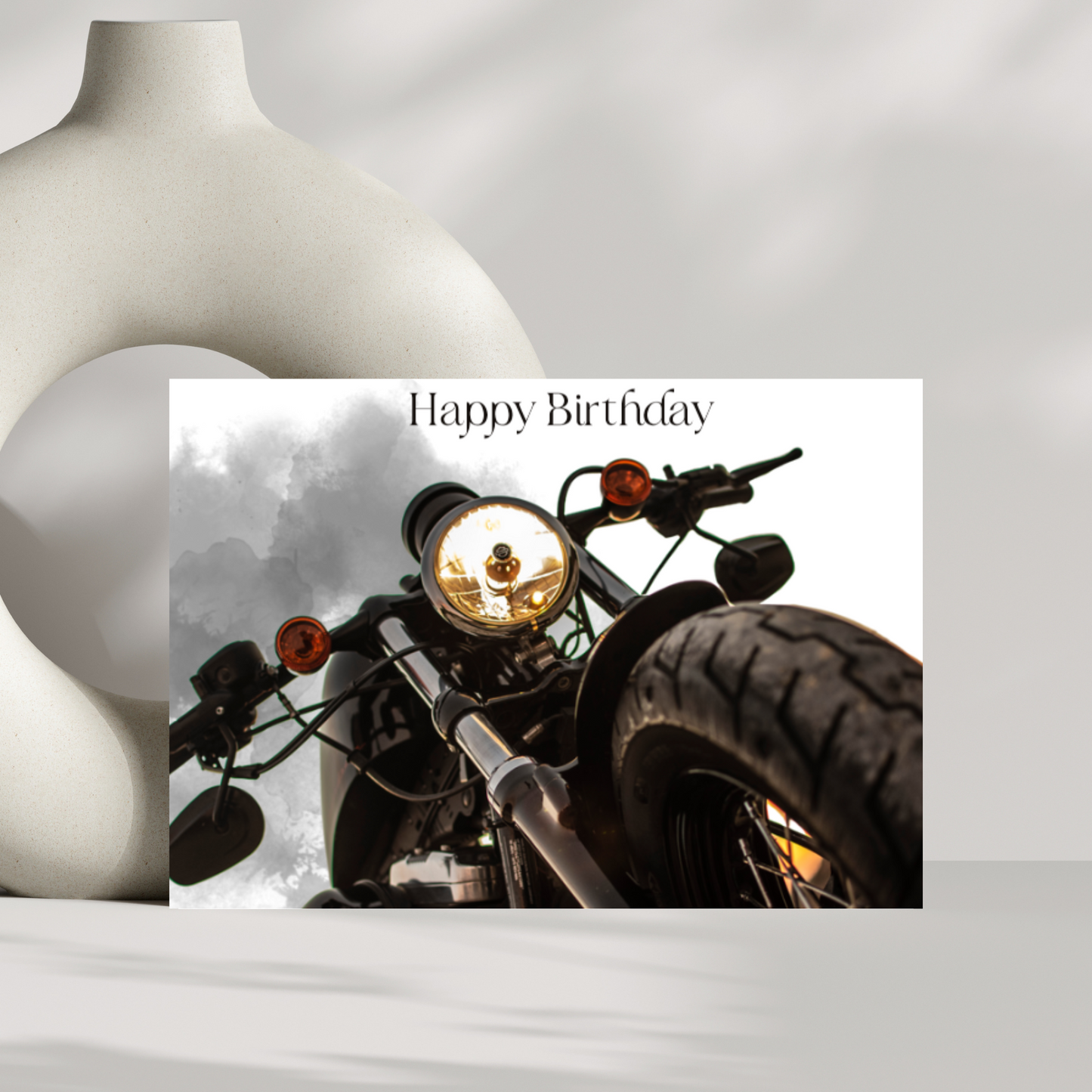 Black motorbike birthday card
