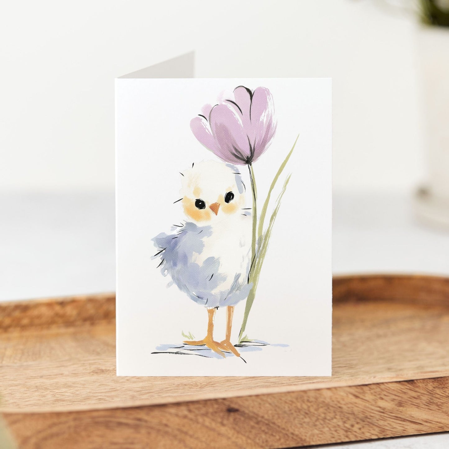 Chick with Flower Thinking of You Card