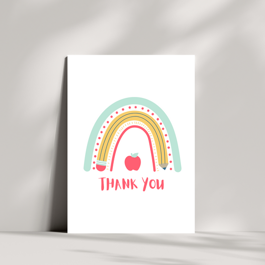 Rainbow thank you teacher card