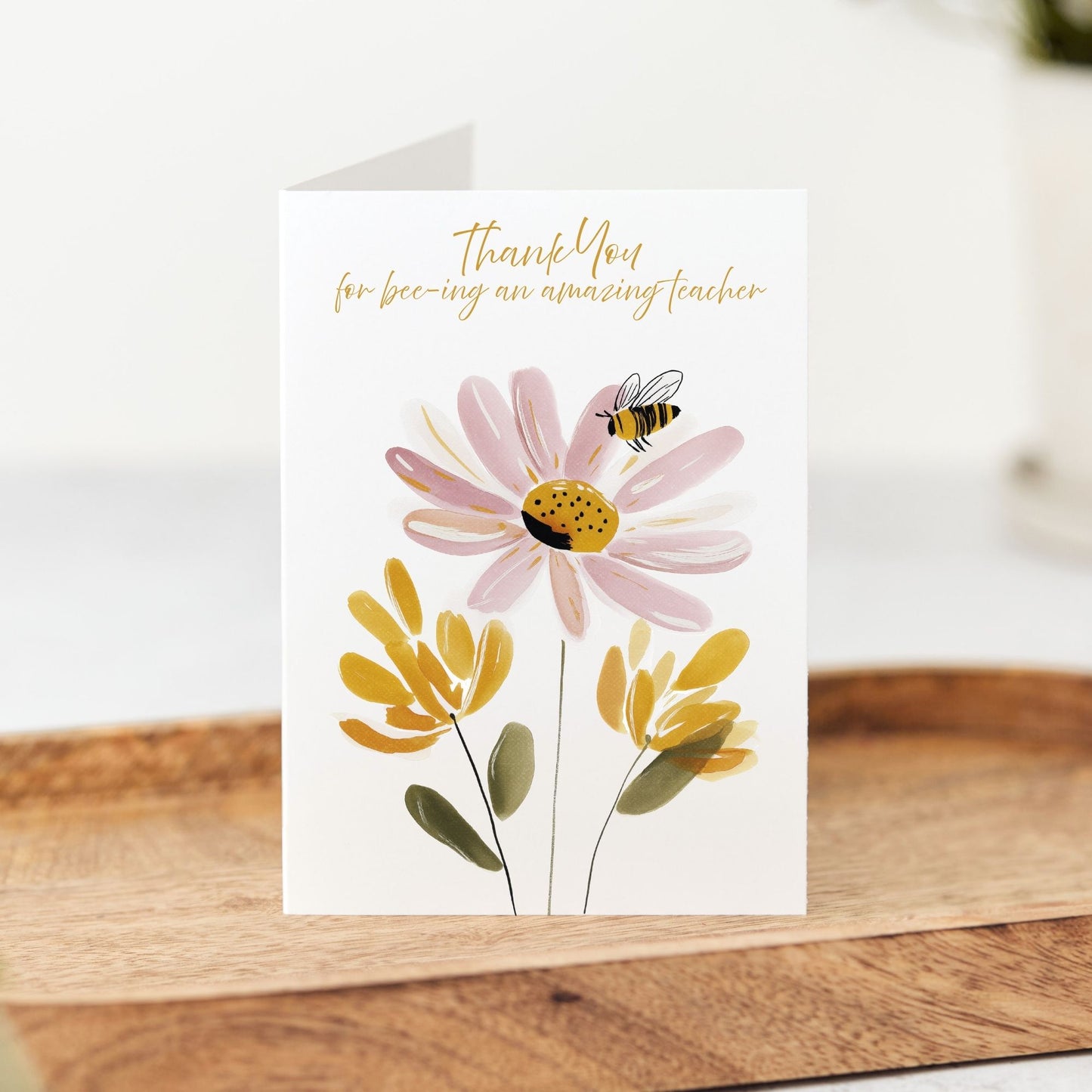 Peach Floral Thank You Teacher Card
