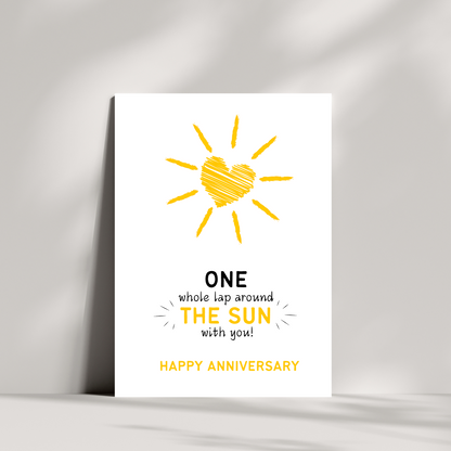 one whole lap around the sun with you anniversary card