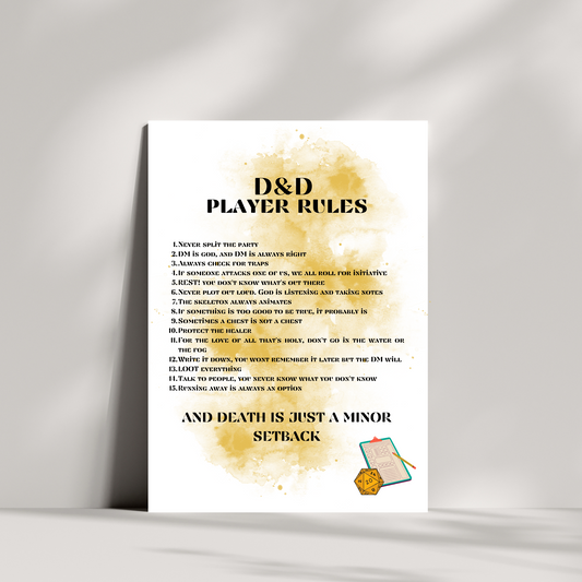 D&D player rules birthday card