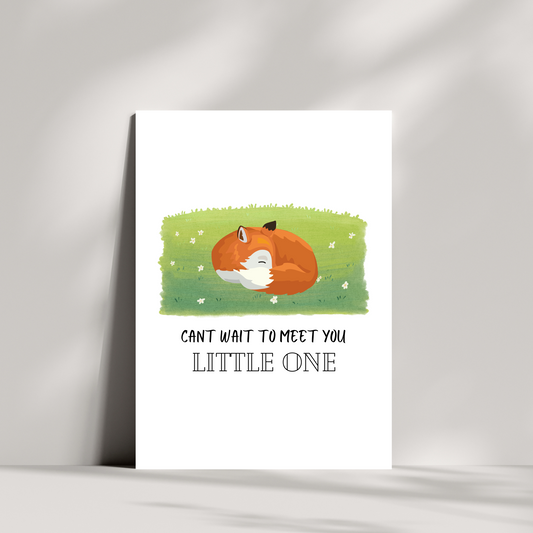Baby fox cant wait to meet you little one card - new baby card