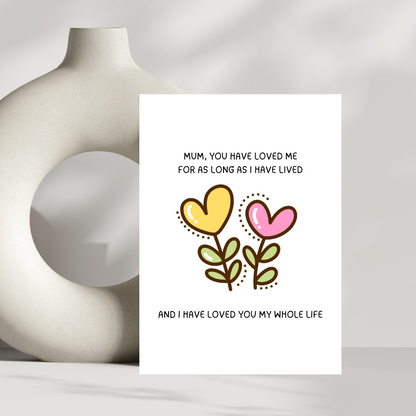 Mum you have loved me for as long as I have lived