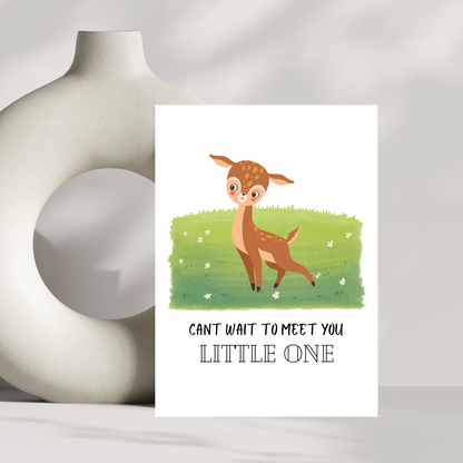 Baby deer cant wait to meet you little one card - new baby greetings card