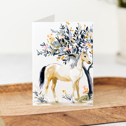 Horse Blossom Greeting Card