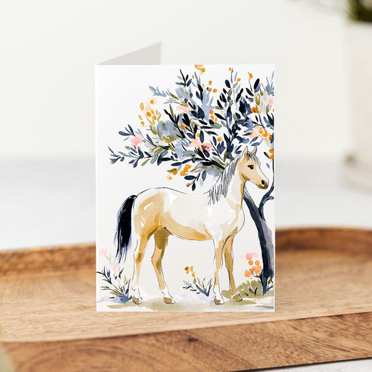 Horse Blossom Greeting Card