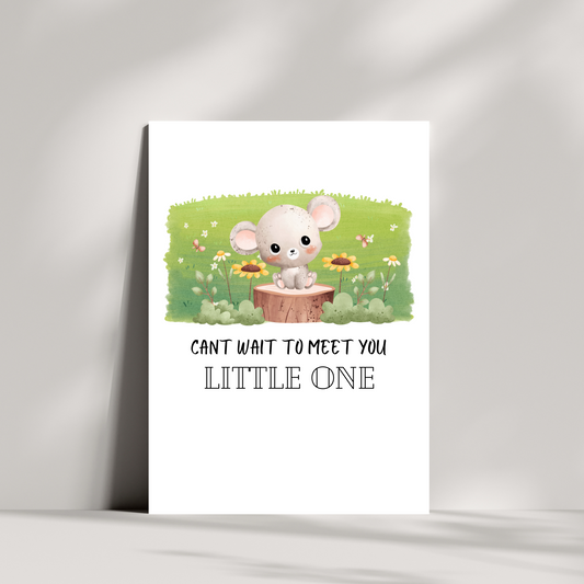Baby mouse cant wait to meet you little one card - new baby card